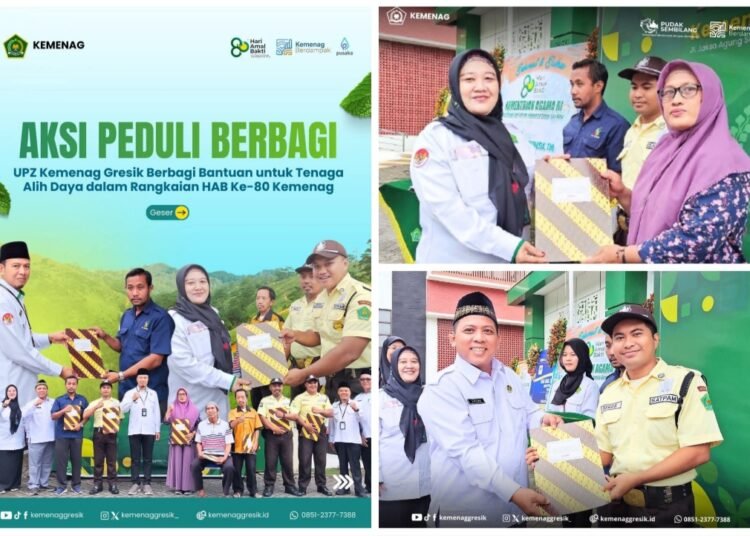 Berkah HAB ke-80, Tenaga Kebersihan dan Keamanan Dapat Bantuan dari UPZ Kemenag Gresik