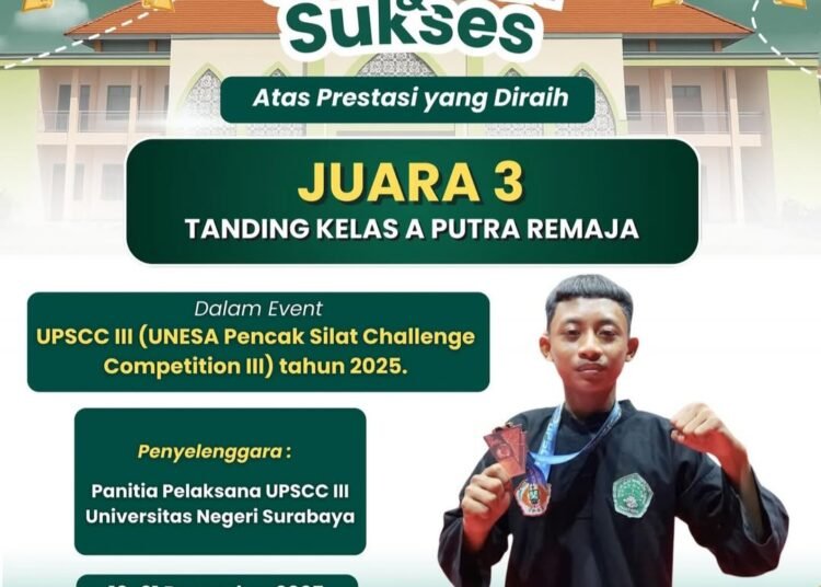 Lagi, Pendekar MAN 2 Gresik Sabet Juara 3 Kejuaraan Pencak Silat Tingkat Nasional