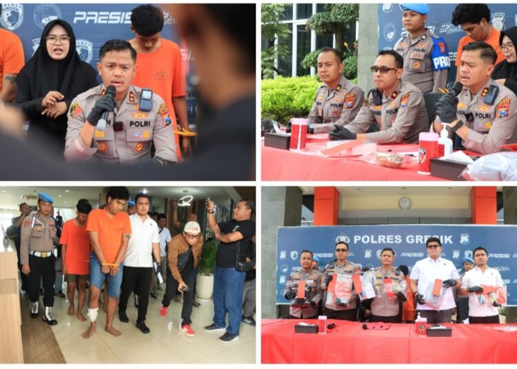 Tegas !! Polres Gresik Ringkus 3 Gangster, Salah Satunya Didor Nekat Lawan Petugas