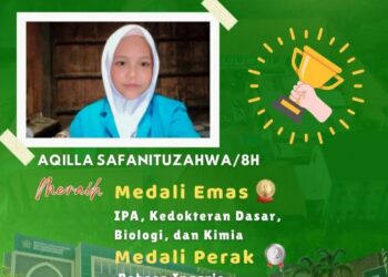 Istimewa !! Aqilla Safanituzahwah Siswi MTsN Gresik Raih Medali Emas dan Perak Kejuaraan Sains Nasional
