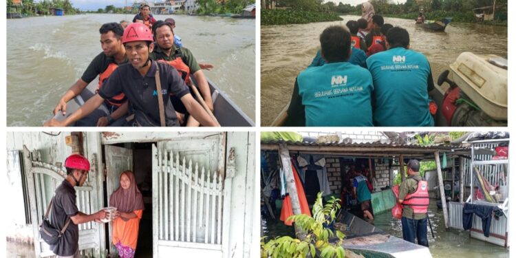 Tanggap Bencana, Nurul Hayat Gunakan Perahu Nelayan Salurkan Bantuan di Titik Terparah Banjir Lamongan