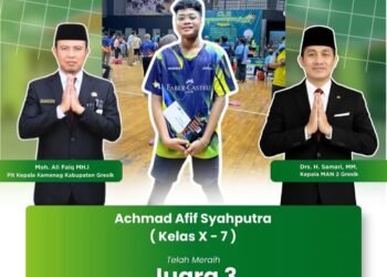 Siswa MAN 2 Gresik Sukses Raih Juara 3 Kejuaraan Tenis Meja Tingkat Nasional