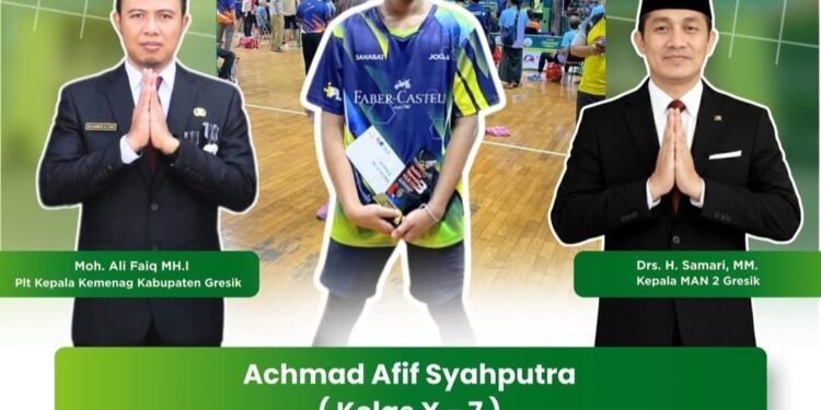Siswa MAN 2 Gresik Sukses Raih Juara 3 Kejuaraan Tenis Meja Tingkat Nasional