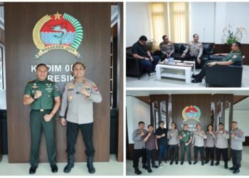 Perkuat Sinergitas TNI-Polri, Kapolres AKBP Ramadhan Rajut Silaturahmi Bareng Dandim 0817 Gresik