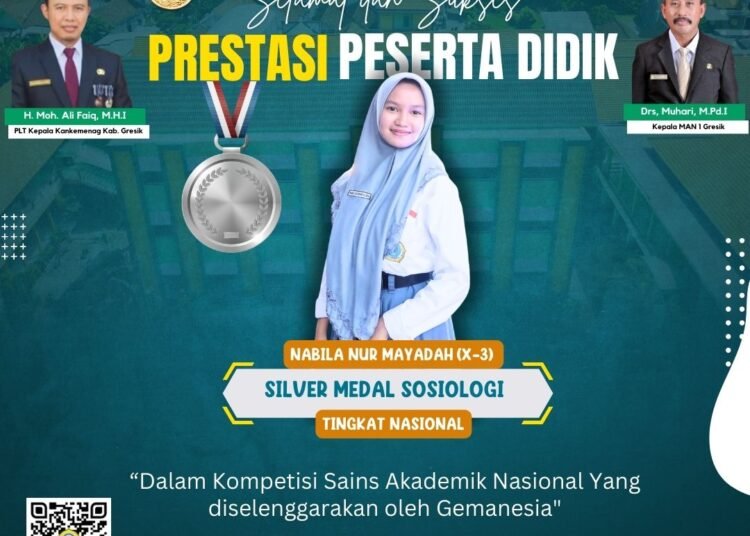 2026 Prestasi kian Gemilang, Nabila MAN 1 Gresik Raih Silver Medali Olimpiade Sosiologi Tingkat Nasional