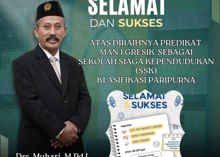 MAN 1 Gresik Raih Predikat Sekolah Siaga Kependudukan (SSK) Klasifikasi Paripurna