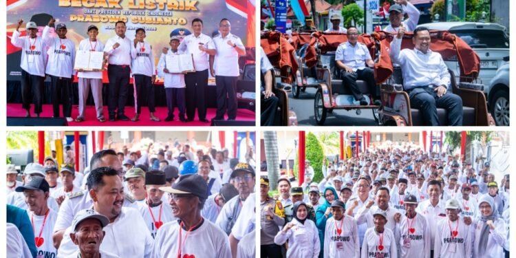 Peduli Wong Cilik, Bupati dan Wabup Gresik Serahkan Bantuan 200 Becak Listrik dari Presiden Prabowo