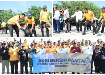 Dukung Program Presiden Prabowo, Forkopimda Gresik Gelar Aksi Nyata Bersih-bersih Pantai Dalegan