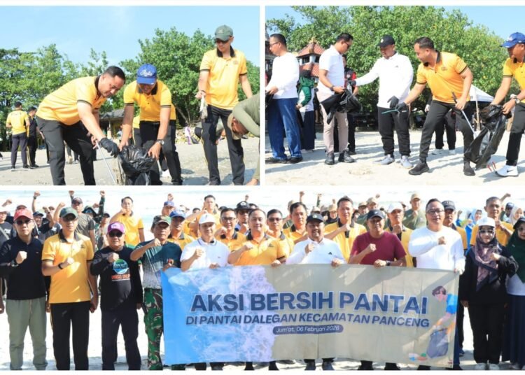Dukung Program Presiden Prabowo, Forkopimda Gresik Gelar Aksi Nyata Bersih-bersih Pantai Dalegan