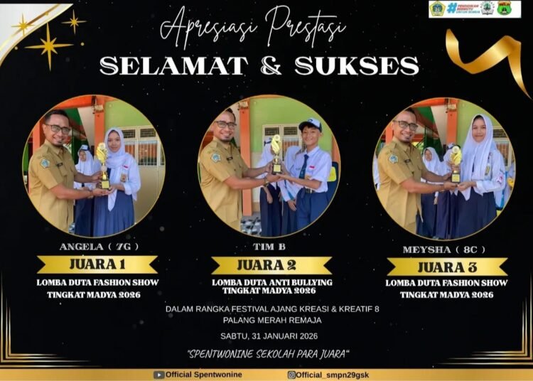 Istimewa !! Siswa SMPN 29 Gresik Raih Juara 1 Lomba Duta Fashion Show dan Anti Bullying