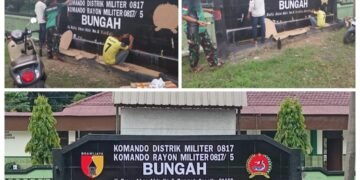 Sambut Ramadan, Papan Nama Makoramil Bungah Dipercantik Jadi Bersih, Rapi, dan Nyaman