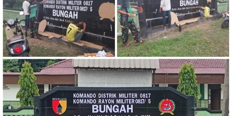 Sambut Ramadan, Papan Nama Makoramil Bungah Dipercantik Jadi Bersih, Rapi, dan Nyaman
