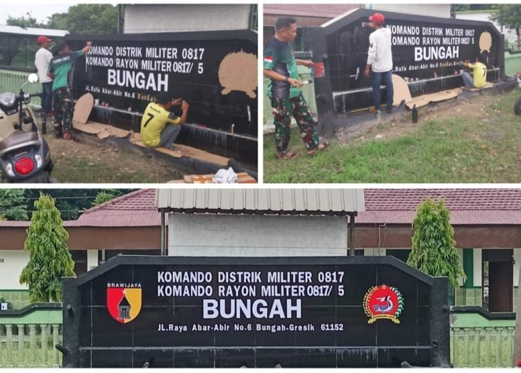 Sambut Ramadan, Papan Nama Makoramil Bungah Dipercantik Jadi Bersih, Rapi, dan Nyaman