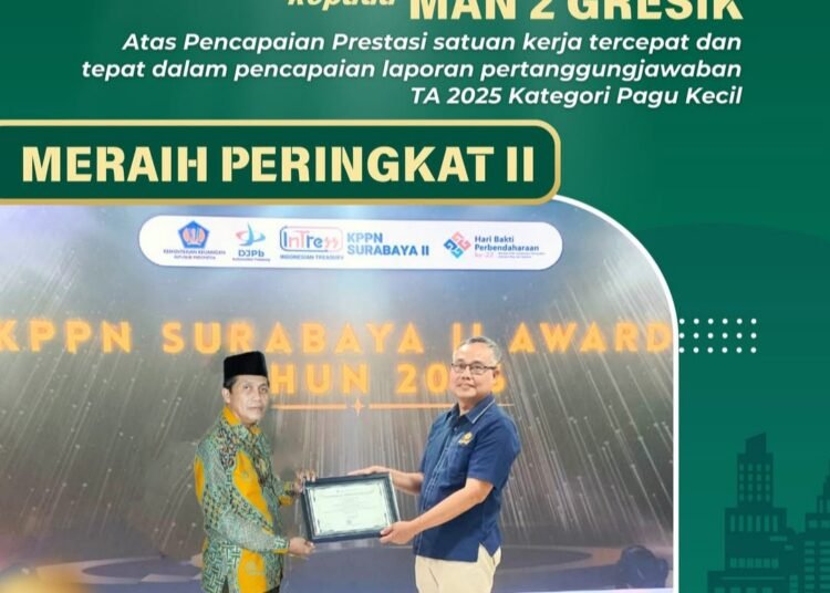Selamat dan Sukses !! MAN 2 Gresik Raih Peringkat lI KPPN Surabaya Il Award