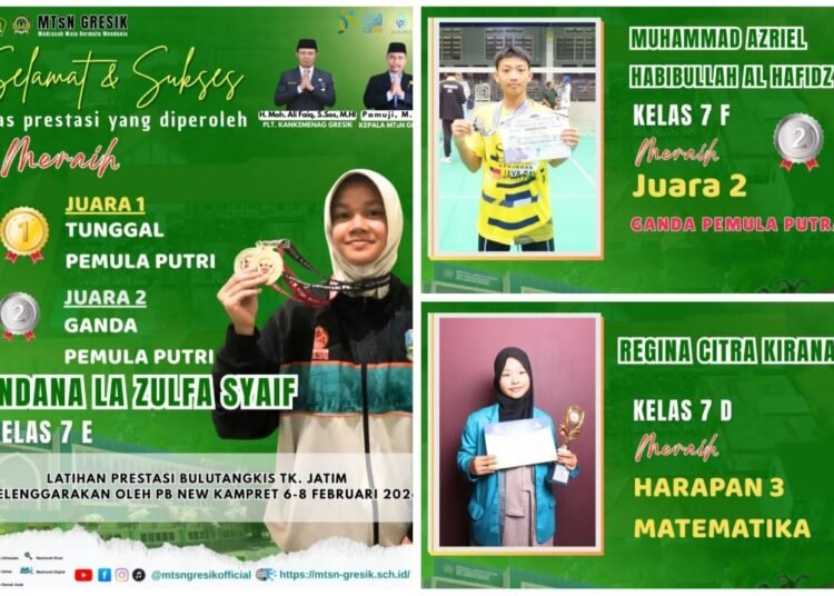 Kian Meroket !! Murid MTsN Gresik Ukir Prestasi di berbagai Ajang Kompetisi Bergengsi