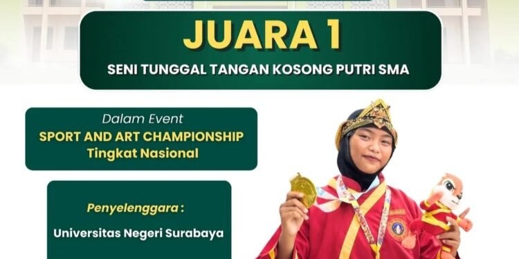 Siswi MAN 2 Gresik Sabet Juara 1 Pencak Silat di Ajang Sport and Art Championship Tingkat Nasional