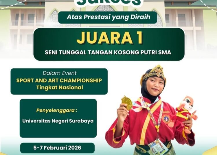 Siswi MAN 2 Gresik Sabet Juara 1 Pencak Silat di Ajang Sport and Art Championship Tingkat Nasional