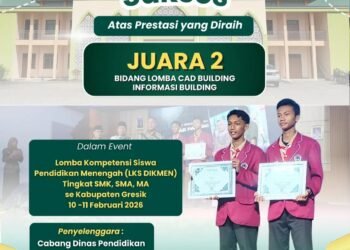 Kuasai Teknologi Rancang Bangun, Tim MAN 2 Gresik Juara 2 Bidang CAD Building Informasi Building LKS Dikmen 2026 Cabdindik Jatim