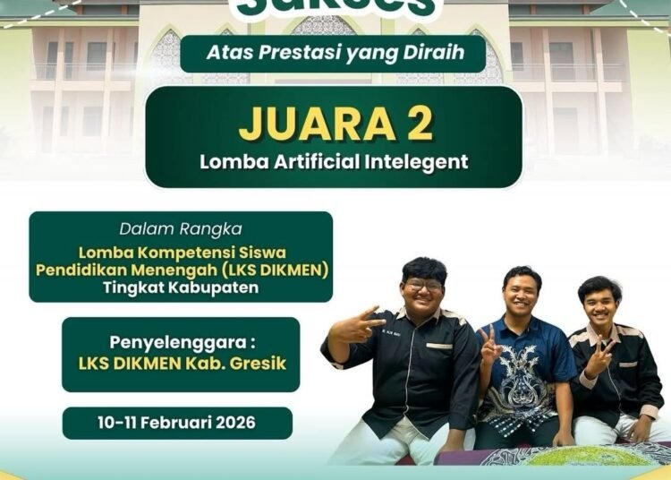 MAN 2 Gresik Sukses Raih Juara 2 Lomba Artificial Intelligence LKS Dikmen 2026 Cabdindik Jatim