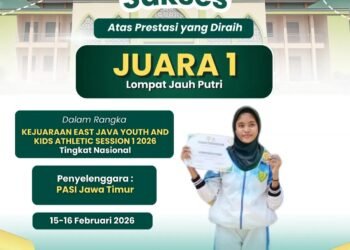 Bangga Luar Biasa !! Ariz MAN 2 Gresik Raih Juara 1 Lompat Jauh Putri di Ajang Nasional East Java Youth and Kids Athletic 2026