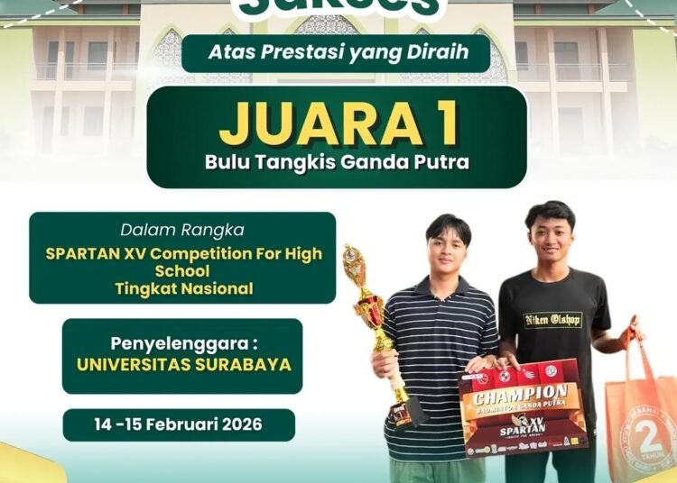 Ramadan, Prestasi MAN 2 Gresik Kian Bersinar di Kancah Nasional: Juara 1 Bulu Tangkis SPARTAN XV
