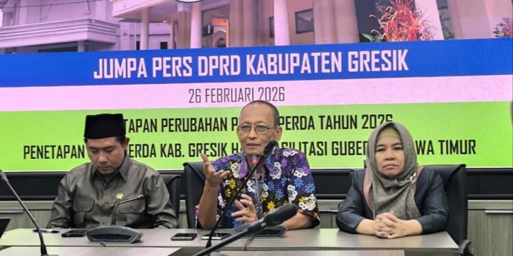 Gelar Jumpa Pers, DPRD Gresik Tetapkan 3 Ranperda Hasil Fasilitasi Gubernur Jawa Timur