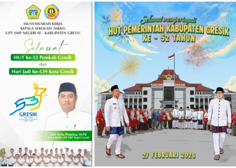 MKKS UPT SMP Negeri se-Kabupaten Gresik Ucapkan Selamat HUT ke-52 Pemkab Gresik dan Hari Jadi ke-539 Kota Gresik