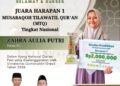 Zahra Aulia Putri MAN 1 Gresik Ukir Prestasi Gemilang di Gelaran MTQ Tingkat Nasional