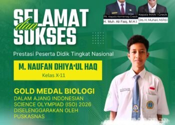 Istimewa !! Siswa MAN 1 Gresik Sukses Raih Medali Emas Olimpiade Biologi Tingkat Nasional
