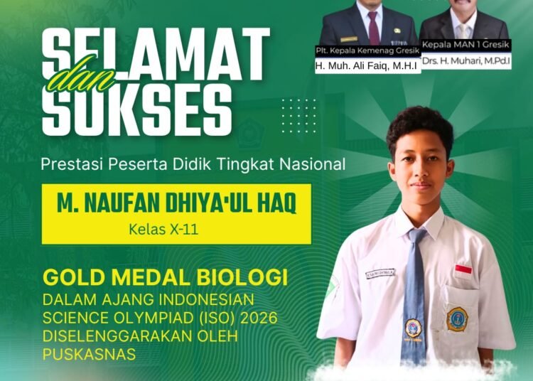 Istimewa !! Siswa MAN 1 Gresik Sukses Raih Medali Emas Olimpiade Biologi Tingkat Nasional