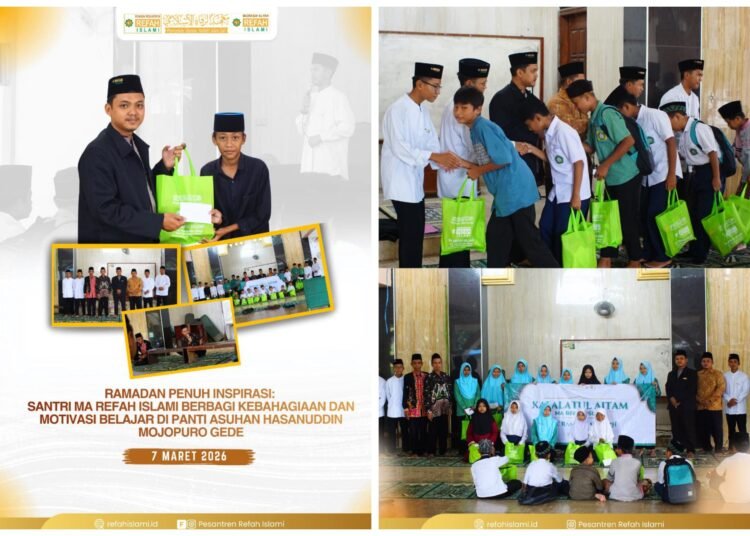 Ramadan Penuh Inspirasi: Santri MA Refah Islami Berbagi Kebahagiaan dan Motivasi Belajar di Panti Asuhan Hasanuddin Mojopuro Gede
