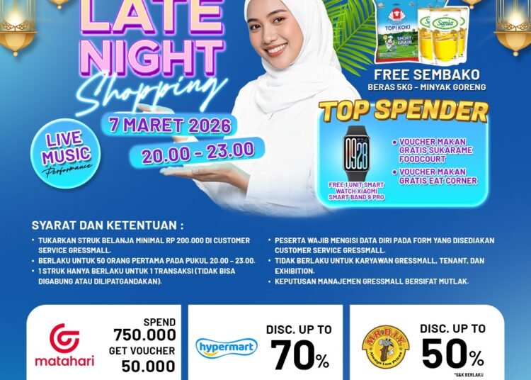 Gressmall Hadirkan Late Night Shopping: Belanja Malam Sambut Lebaran Promo hingga 70 Persen