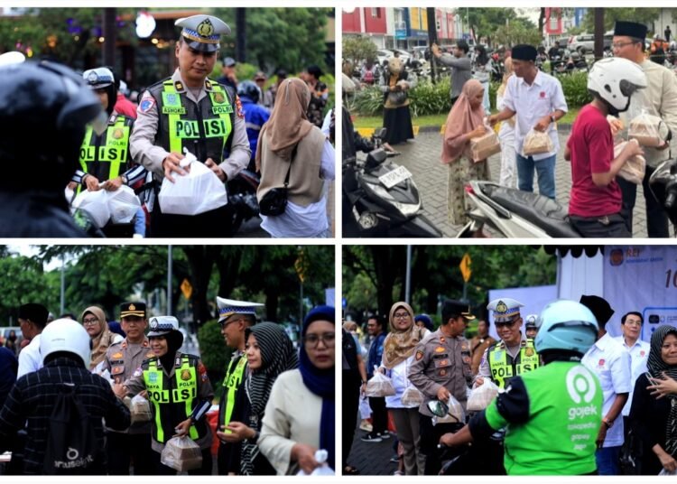 Satlantas Polres Gresik dan REI Gelar Aksi Sosial Bagikan Seribu Takjil untuk Pengguna Jalan