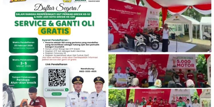 Alhamdulillah, 5000 Tukang Ojek dan Pemudik Mustahik Dapat Servis dan Oli Gratis dari Baznas Gresik & Baznas RI