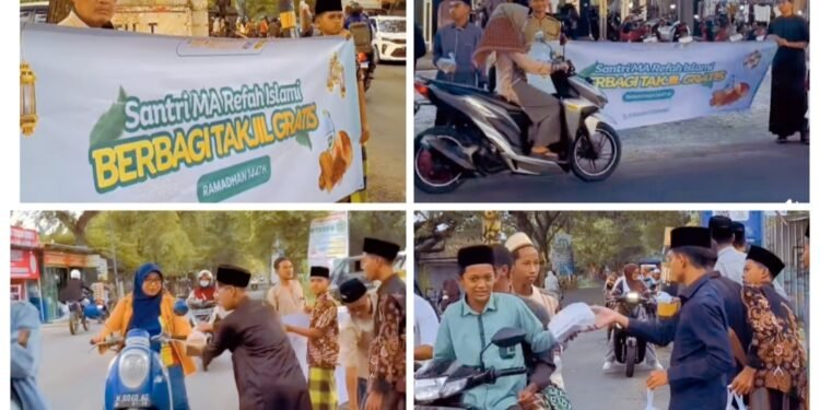 Kyai Farid Turun Langsung Dampingi Santri Refah Islami Bagikan Ratusan Takjil untuk Masyarakat