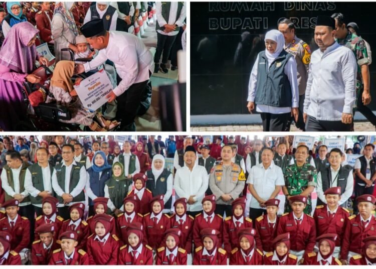 Bersama Bupati Gus Yani, Gubernur Khofifah Gelontor Bansos Rp7,6 Miliar untuk Masyarakat Gresik