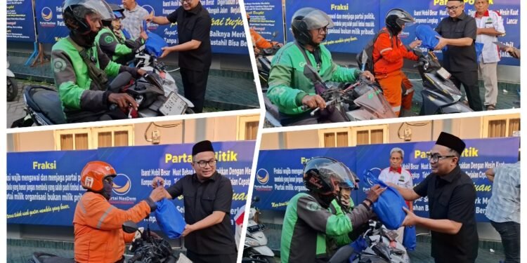 Jiddan DPR RI Putra Bupati Sambari Berikan Santunan dan Bingkisan Lebaran untuk Ratusan Pengemudi Ojol