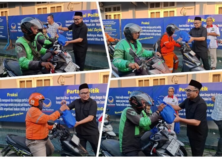 Jiddan DPR RI Putra Bupati Sambari Berikan Santunan dan Bingkisan Lebaran untuk Ratusan Pengemudi Ojol