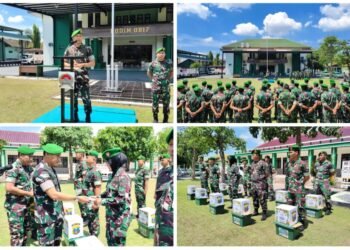 Dandim 0817/Gresik Berangkatkan Cuti Lebaran dan Bagikan Bingkisan kepada Prajurit