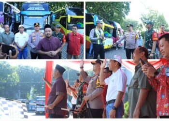 Kapolres dan Dandim Membersamai Bupati Gresik Lepas 750 Pemudik Program Mudik Gratis 2026