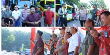 Kapolres dan Dandim Membersamai Bupati Gresik Lepas 750 Pemudik Program Mudik Gratis 2026
