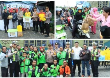 Penuh Cinta !! Kapolres Gresik Bersama Bhayangkari Sambangi Pos Pengamanan Bagikan Bingkisan Lebaran