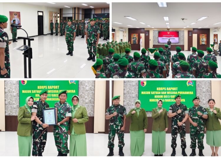Dandim Gresik Tekankan Loyalitas dan Pengabdian di Momen Korp Raport Masuk Satuan dan Wisuda Purnawirawan