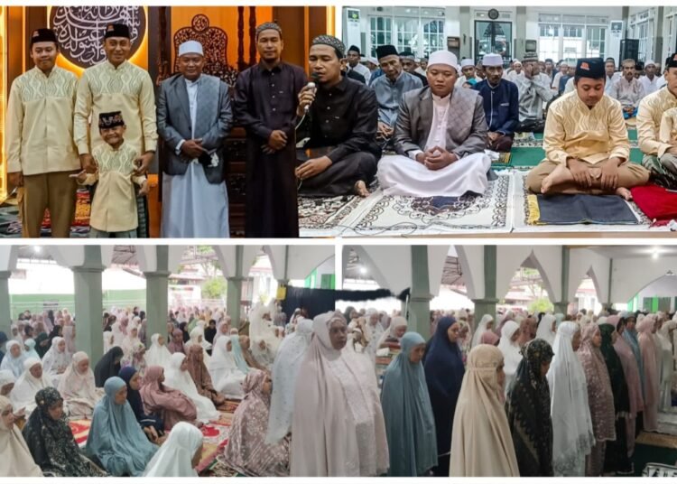 Penuh Kebersamaan !! Dandim Gresik Salat Idulfitri di Masjid Baiturrahman Kodim 0817/Gresik