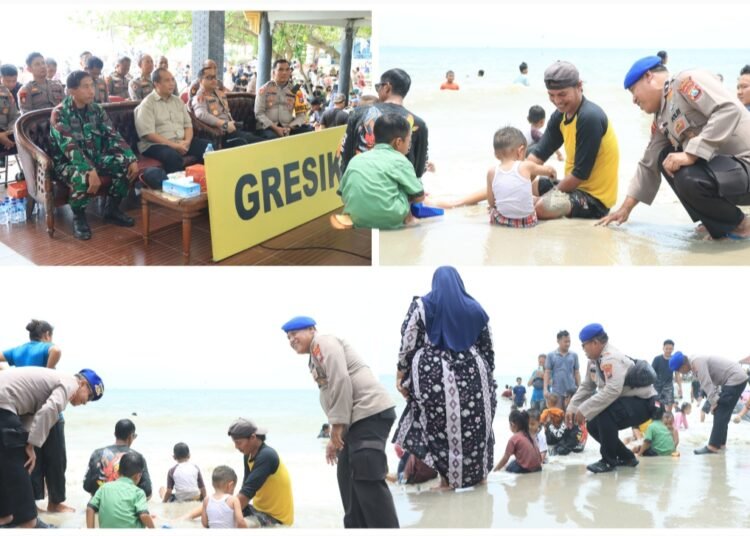 Kapolres Gresik Pantau Langsung di Pantai Dalegan Pastikan Keamanan Wisatawan Lebaran