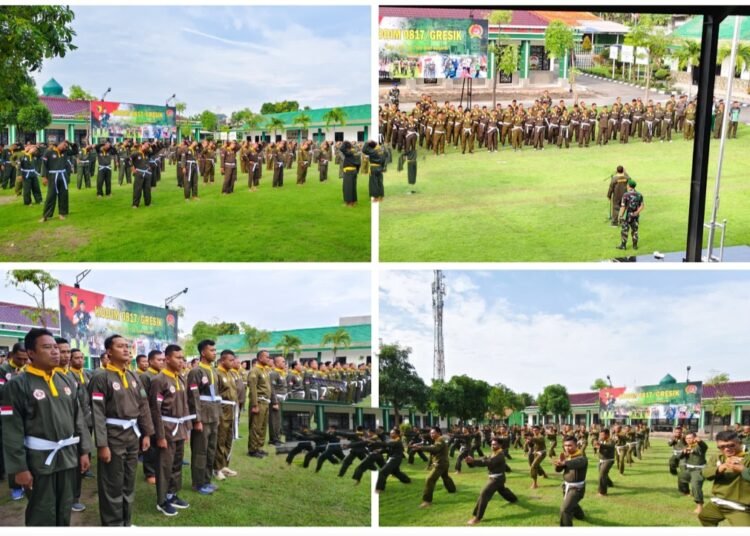 Semangat Baru Idulfitri, Prajurit Kodim 0817/Gresik Asah Kemampuan Bela Diri Pencak Silat Militer
