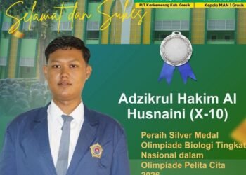 Peraih Silver Medali Olimpiade Biologi Tingkat Nasional itu Adzikrul Hakim Al Husnaini Siswa MAN 1 Gresik