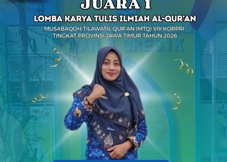 Nur Azizah, Guru MAN 1 Gresik Raih Juara 1 Lomba Karya Tulis Ilmiah Al-Qur’an MTQ ke-VIII KORPRI Tingkat Jawa Timur