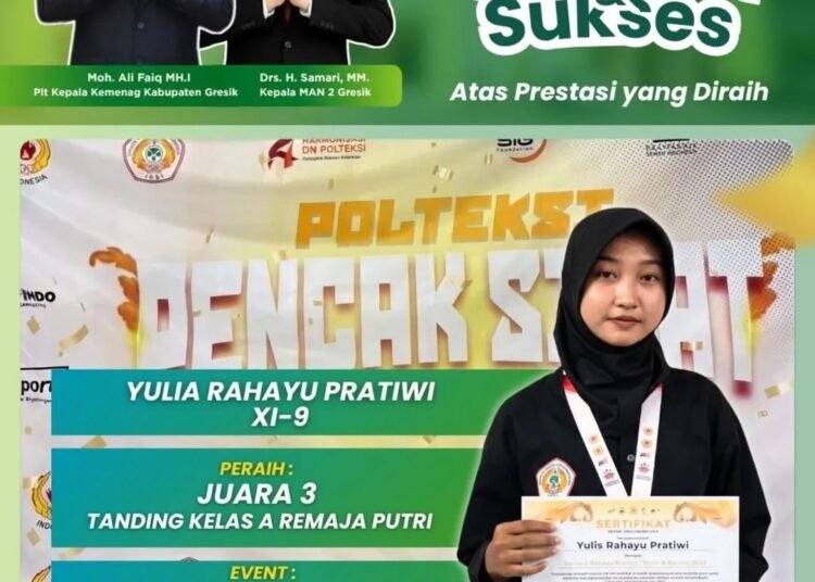 Srikandi Silat MAN 2 Gresik Kembali Berjaya: Yulia Rahayu Pratiwi Raih Juara 3 PPSC 2026