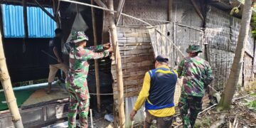 Progres Nyata !! TMMD ke-128 Kerja Keras  Perbaiki Rumah Tidak Layak Huni di Desa Slempit Kedamean 